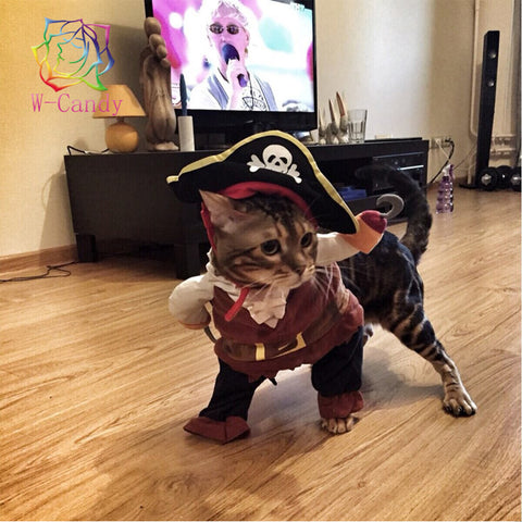 Cute Cartoon Dog funny Modelling pirates for cat dog Dress suit clothes dogs cats hat Pet Supplies Puppy Cat Warm Clothes M-XL