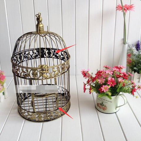 19x35cm Vintage Bronze Bird Cage Metal Decoration Prop Bird Nest  Bird Cage Creative Marriage Wedding Photography Iron Candlesti