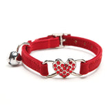 Heart Charm and Bell Cat Collar Safety Elastic Adjustable with Soft Velvet Material 5 colors pet Product small dog collar - VipPetSupply