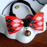 New Lovely Adjustable 9 Colors Plaid Leopard Print Bowknot Bell Cat Dog Necklace Puppy Pet Collar Pet Supplies - VipPetSupply