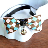 New Lovely Adjustable 9 Colors Plaid Leopard Print Bowknot Bell Cat Dog Necklace Puppy Pet Collar Pet Supplies - VipPetSupply