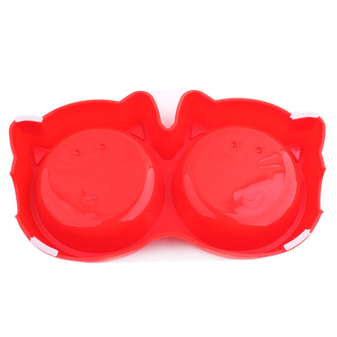 Pet Products Plastic Cat Face Pet Bowl Environmental Protection Non-toxic Dog Food Double Bowl Tableware Pet FeedingTool YL4