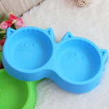 Pet Products Plastic Cat Face Pet Bowl Environmental Protection Non-toxic Dog Food Double Bowl Tableware Pet FeedingTool YL4 - VipPetSupply