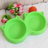 Pet Products Plastic Cat Face Pet Bowl Environmental Protection Non-toxic Dog Food Double Bowl Tableware Pet FeedingTool YL4 - VipPetSupply