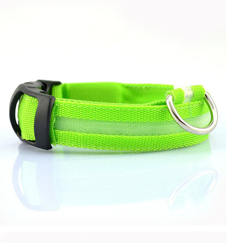 Pet Dog Collar LED Polyester Night Safety Dogs Cats Collar Color Luminous  In The Dark Light-Up with CR2032 Battery 160310-12