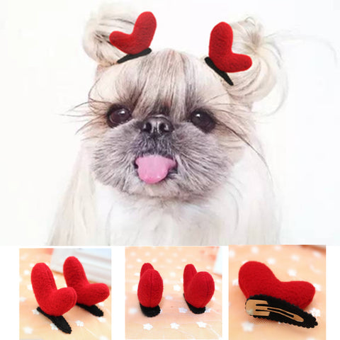 6 pcs/lot Christmas Dog Clips Pet Accessories Pet Grooming Cats Clips Dog Hairpin Hair Accessory Red Heart Antlers