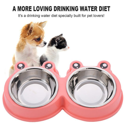 Combo Dog Bowl Cat Food Single Bowl Double Pet Bowl Safety Environmental Protection Plant PP resin+stainless steel