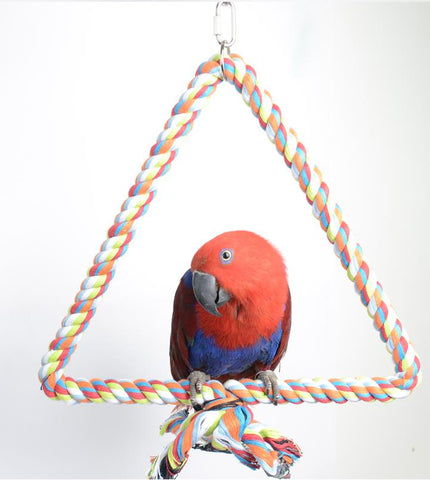 Large Parrot Toy Bird Bite Toy Stop Bar Cotton Triangle Perch Standing Rope Climbing Toy For Big Parrot African Grey T015