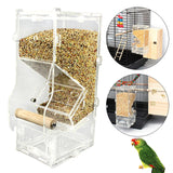New Hot Clear Acrylic Pet Parrot Bird Automatic Cage Feeder Size Small Single Hopper Pets Supplies Accessories Birds Feeders - VipPetSupply
