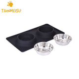Stainless Steel Double Pet Dog Bowl With No Spill Non-Skid Silicone Mat Pet Dog Feeder Bowl Tool Cat Bowl Drop Shipping - VipPetSupply