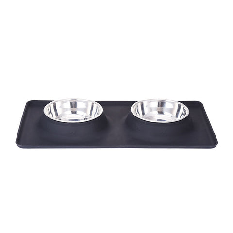 Stainless Steel Double Pet Dog Bowl With No Spill Non-Skid Silicone Mat Pet Dog Feeder Bowl Tool Cat Bowl Drop Shipping
