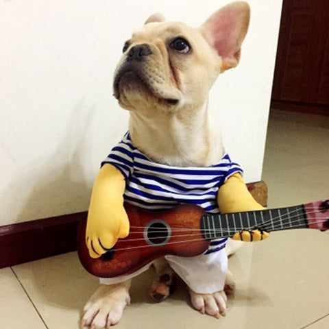 Funny Guitar Pet Dog Cat Costume Dress Up Christmas Halloween Party Cosplay Clothes M/L/XL