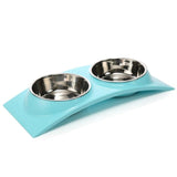 DODOPET Pet Dog Bowl Puppy Cat Bowl Water Food Storage Feeder Non-toxic PP Resin Stainless Steel Combo Rice Basin 3 Colors - VipPetSupply