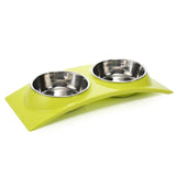 DODOPET Pet Dog Bowl Puppy Cat Bowl Water Food Storage Feeder Non-toxic PP Resin Stainless Steel Combo Rice Basin 3 Colors - VipPetSupply