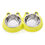 DODOPET Pet Dog Bowl Puppy Cat Bowl Water Food Storage Feeder Non-toxic PP Resin Stainless Steel Combo Rice Basin 3 Colors - VipPetSupply