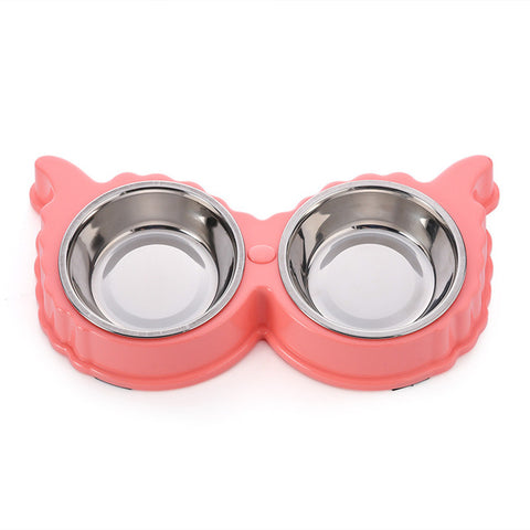 DODOPET Pet Dog Bowl Puppy Cat Bowl Water Food Storage Feeder Non-toxic PP Resin Stainless Steel Combo Rice Basin 3 Colors