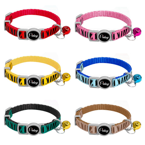 6pcs/lot Quick Release Cat Collar Nylon Kitten Break Away Safety Puppy Small Dog Collars With Bell Multi Colors