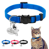 Quick Release Cat Collar Personalized Cats Kitten Breakaway Safety Collar With Engraved Fish ID Tag Name Necklace With Bell - VipPetSupply