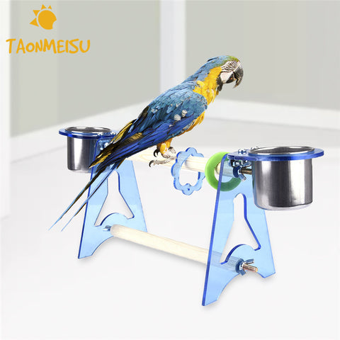 Acrylic Wood Food Tray Climb Stand Bird Toys Training Bird Toys Size S/M 1pcs