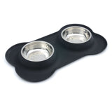 SuperDesign New Steel Dog Bowl With No Spill Non-Skid Silicone Mat Feeder Tool pet supplie Stainless steel cat double water bowl - VipPetSupply