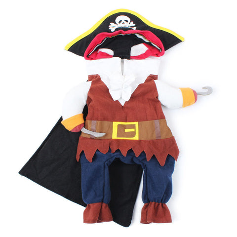 1 Set Cute Cartoon Cats Dogs Pirate Costumes Suit Dressing Up Puppy Clothes Hat Role Play S M L XL 4 Sizes Pets Accessories