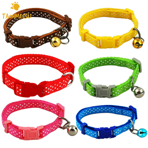 1pcs Dot Print Nylon Dog Puppy Cat Collars Multi Colors Cat Harness With Bell For Pet Small Animal Pets Supplies