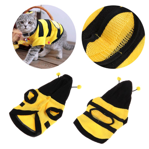 1Pc Pets Clothes Bee Costume Cute Warm With Soft Cloth Coat Hoodie For Puppy Dog Cat