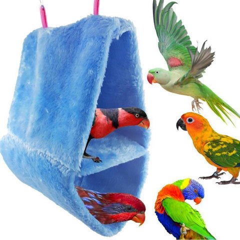 Winter Double Layer Coral Fleece Birds Hammock Parrot house bed Warm Nest Hanging Bed House Bird Cages Nest Bird Supplies S M L