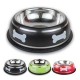 Stainless Steel Dog Cat Bowl Bone Printed Pet Dogs Feeding Bowls Puppy Food Drink Water Dish Cat Feeder - VipPetSupply