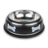 Stainless Steel Dog Cat Bowl Bone Printed Pet Dogs Feeding Bowls Puppy Food Drink Water Dish Cat Feeder - VipPetSupply