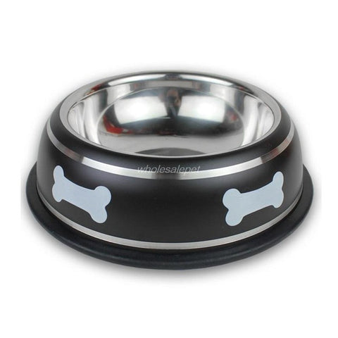 Stainless Steel Dog Cat Bowl Bone Printed Pet Dogs Feeding Bowls Puppy Food Drink Water Dish Cat Feeder