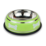 Stainless Steel Dog Cat Bowl Bone Printed Pet Dogs Feeding Bowls Puppy Food Drink Water Dish Cat Feeder - VipPetSupply
