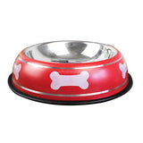 Stainless Steel Dog Cat Bowl Bone Printed Pet Dogs Feeding Bowls Puppy Food Drink Water Dish Cat Feeder - VipPetSupply