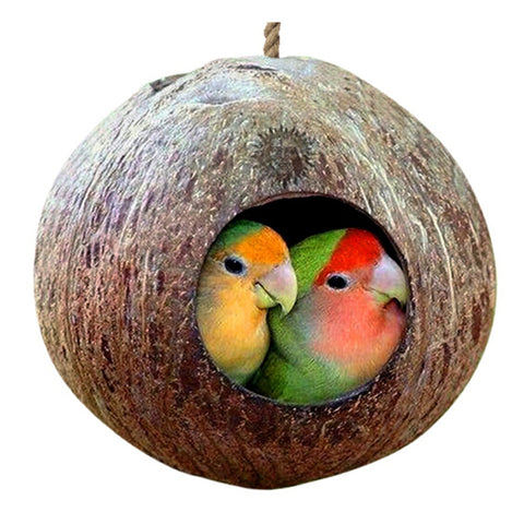 Coconut Shell Bird Nesting Shape Hanging Lanyard For Parakeets Finches Sparrows Bird Cage Gaiola Decorativa Birds Nest