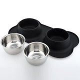 1PCS S/M/L Stainless Steel Double Pet Dog Bowl With No Spill Non-Skid Silicone Mat Pet Dog Feeder Bowl Tool Cat Bowl - VipPetSupply