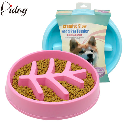 Slow Dog Cat Feeding Bowl Cat Food Anti-Choking Pet Feeder Cat Puppy Food Dish Pet Drink Water Bowls Non Slip Blue Pink S M