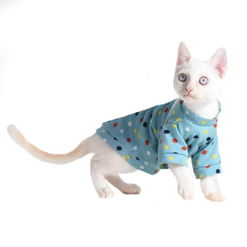 Christmas Clothes For Dogs Blue Dots Pattern Sweater For Cats Warm Clothes Pet Products Cat Pullover New Year Decoration S3