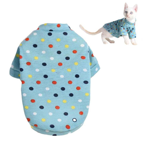 Colorful Wave Point Blue Cat Clothes Pet Dog Warm Coat Cats Casual T-Shirt Small Dog Jacket Soft Kitten Clothing XS/S/M/L V3