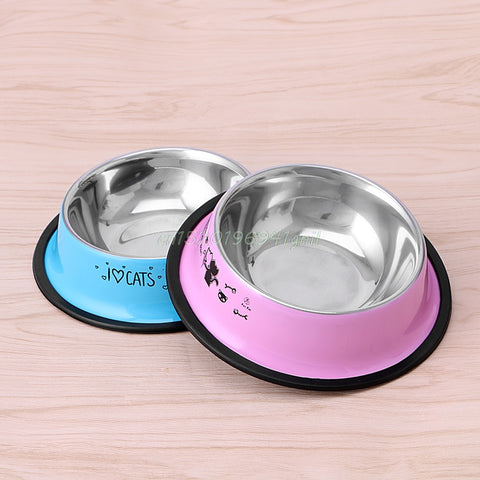 Arrival Pet Product For Dog Cat Bowl Stainless Steel Anti-skid Pet Dog Cat Food Water Bowl Pet Feeding Bowls Tool 2 Colors#T025#
