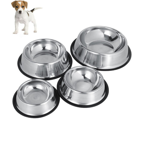 Dog Bowl Stainless Steel Travel Feeding Feeder Water Bowl For Pet Dog Cat Puppy  Food Bowl Water Dish 4 Sizes
