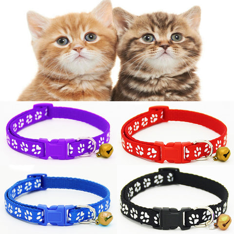 2PCS Hot Lovely Bell Pet Collar Small Footprint Nylon Fabric Cat Kitten Dog Puppy Chain