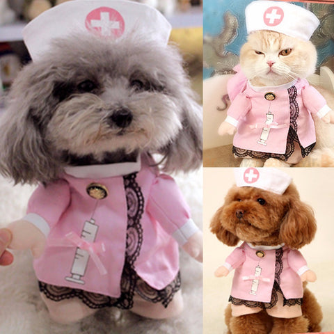 Pink Sweet Pet Dog Cat Costume Suit Puppy Clothes Nurse Outfit For Halloween Christmas Festivals Parties Gift S/M/L/XL New C42