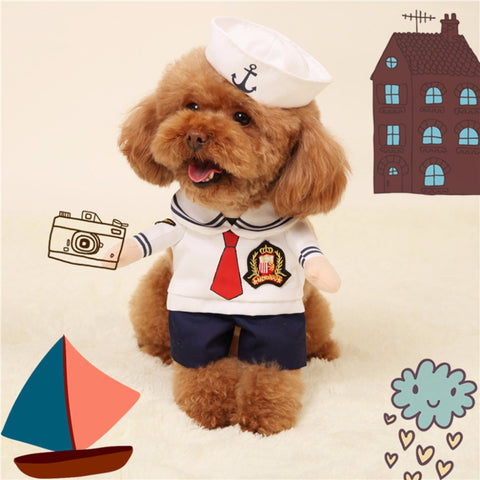 Comfortable Pet Dog Cat Costume Suit Puppy Clothes Sailor Outfit For Halloween Christmas New