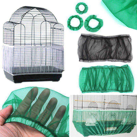 S-L Unique Soft Easy Cleaning Nylon Airy Fabric Mesh Bird Cage Cover Shell Skirt Seed Catcher Guard 3 Colors New Year 2018