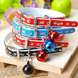 Pet xmas gift Cat collar Neck Strap with Rivet leather Cat Dog Pet Collar Products with Bell Material Pu Blink Collars for cats - VipPetSupply