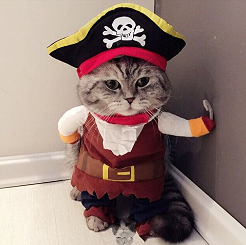 Cute Pet Dog Clothes Suit Pirate Turned Put  Cat Suit Small Medium Dog products for cats Pet  Dress Toy Cosplay Perform Toys